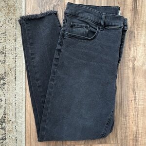LOFT Frayed High Rise Skinny Jeans